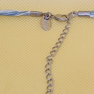 Lia Sophia Silver Necklace with Blue and White Cord